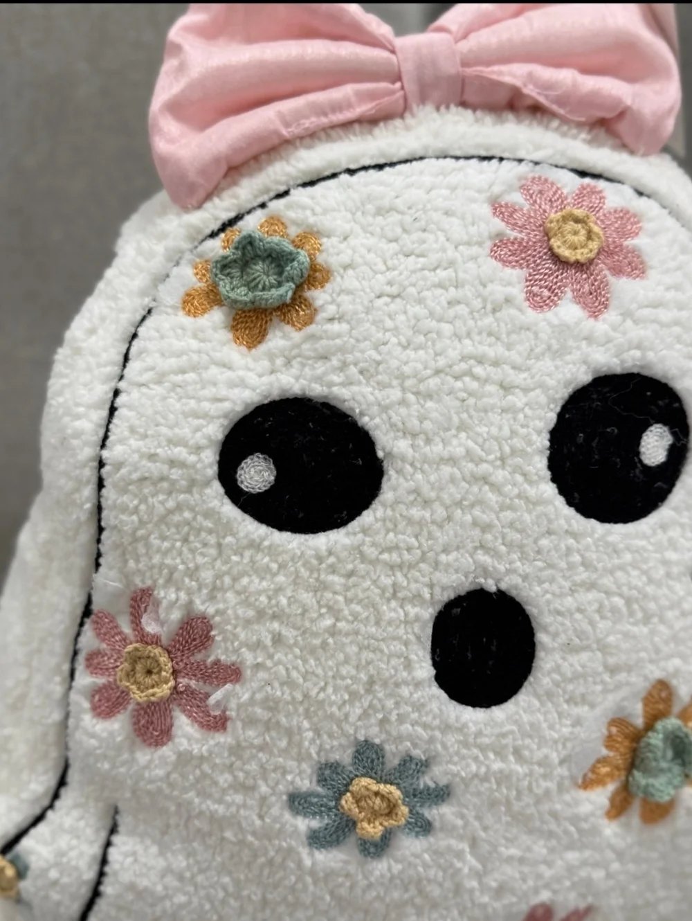 Goblin & Ghoul Floral Ghost Plush Pillow with Pink Bow